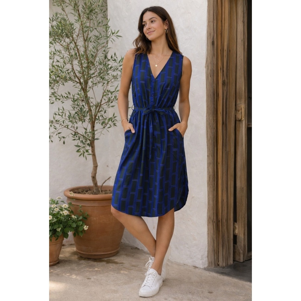 Anthropologie Corey Lynn Calter Geometric Button Shirt‎ Dress Belted Women's S